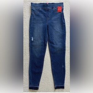 Spanx Distressed Denim Legging Sz M Med Wash Stretch Shape Pull On Jegging